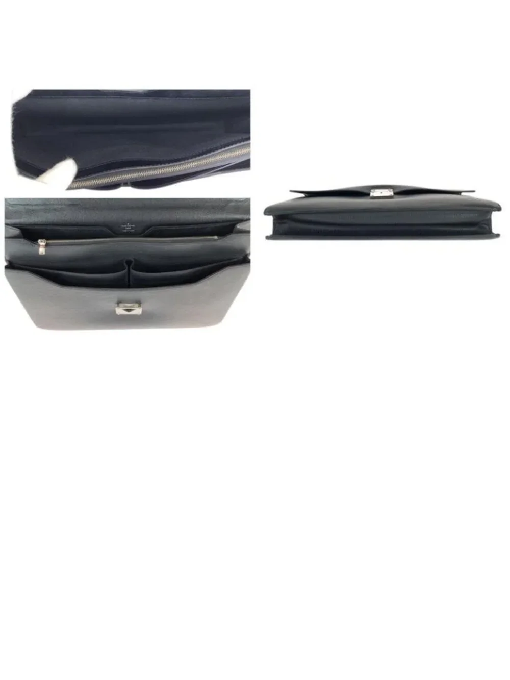 Louis Vuitton Epi Black Silver Leather Business Bag